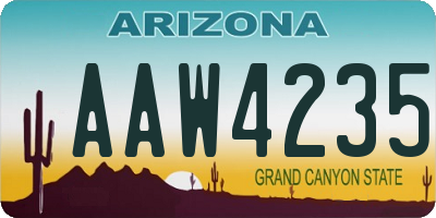 AZ license plate AAW4235