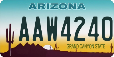 AZ license plate AAW4240