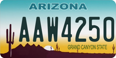 AZ license plate AAW4250