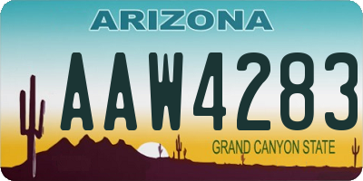 AZ license plate AAW4283
