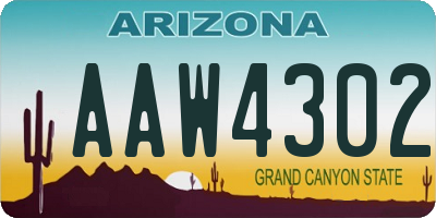 AZ license plate AAW4302