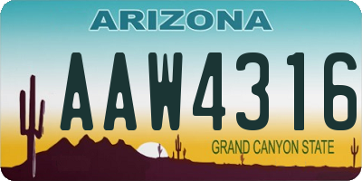 AZ license plate AAW4316