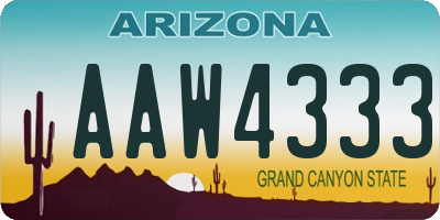 AZ license plate AAW4333
