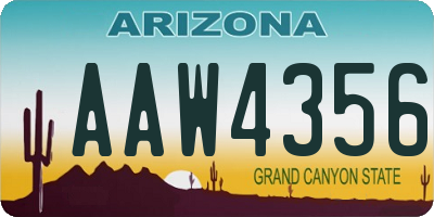 AZ license plate AAW4356