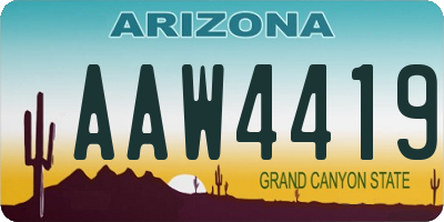AZ license plate AAW4419