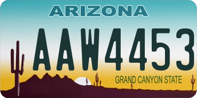 AZ license plate AAW4453