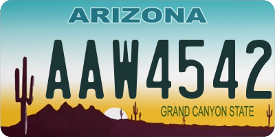 AZ license plate AAW4542
