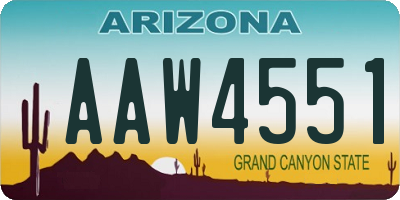AZ license plate AAW4551