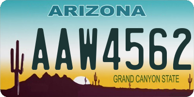 AZ license plate AAW4562