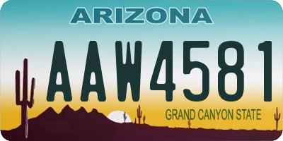 AZ license plate AAW4581