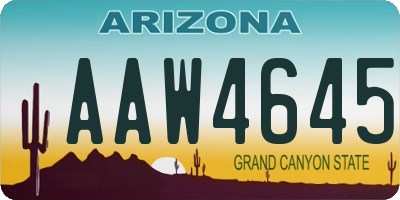 AZ license plate AAW4645