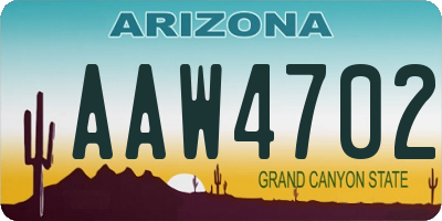 AZ license plate AAW4702