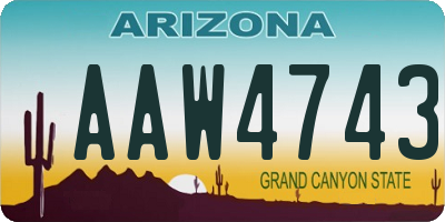 AZ license plate AAW4743