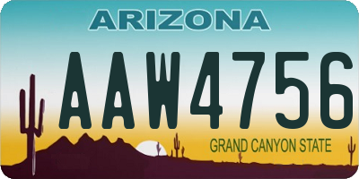 AZ license plate AAW4756