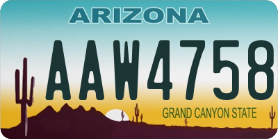 AZ license plate AAW4758