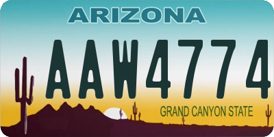 AZ license plate AAW4774