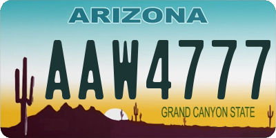AZ license plate AAW4777