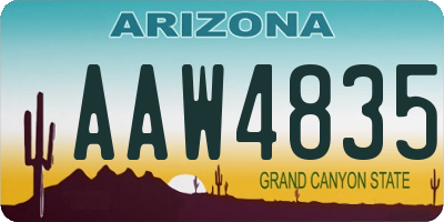 AZ license plate AAW4835