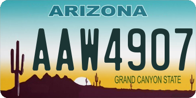 AZ license plate AAW4907