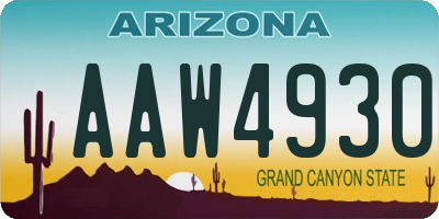 AZ license plate AAW4930