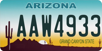 AZ license plate AAW4933