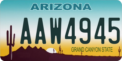 AZ license plate AAW4945