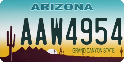 AZ license plate AAW4954