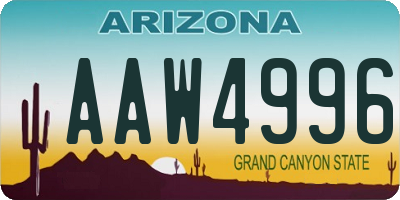 AZ license plate AAW4996
