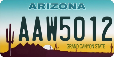 AZ license plate AAW5012