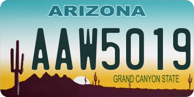AZ license plate AAW5019
