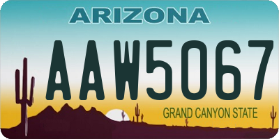 AZ license plate AAW5067