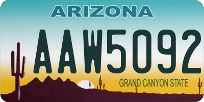 AZ license plate AAW5092
