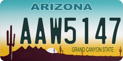 AZ license plate AAW5147