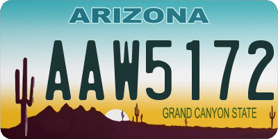 AZ license plate AAW5172