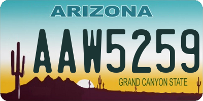 AZ license plate AAW5259