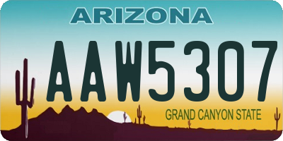 AZ license plate AAW5307