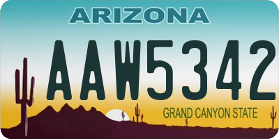 AZ license plate AAW5342