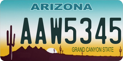 AZ license plate AAW5345