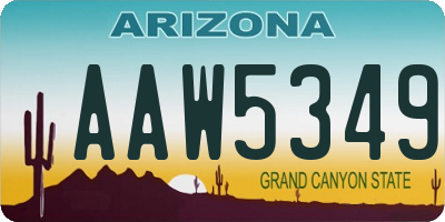AZ license plate AAW5349