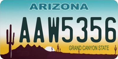 AZ license plate AAW5356