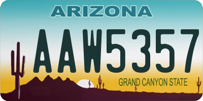 AZ license plate AAW5357