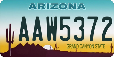 AZ license plate AAW5372