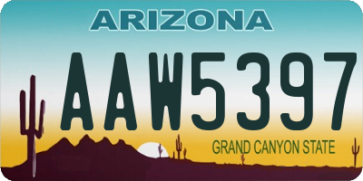 AZ license plate AAW5397