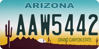AZ license plate AAW5442