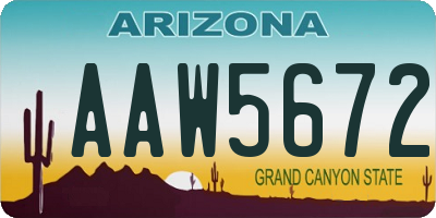 AZ license plate AAW5672