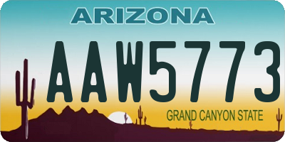 AZ license plate AAW5773