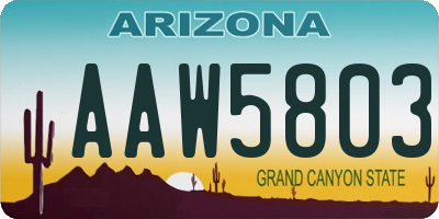 AZ license plate AAW5803