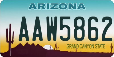 AZ license plate AAW5862