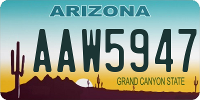 AZ license plate AAW5947