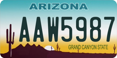 AZ license plate AAW5987